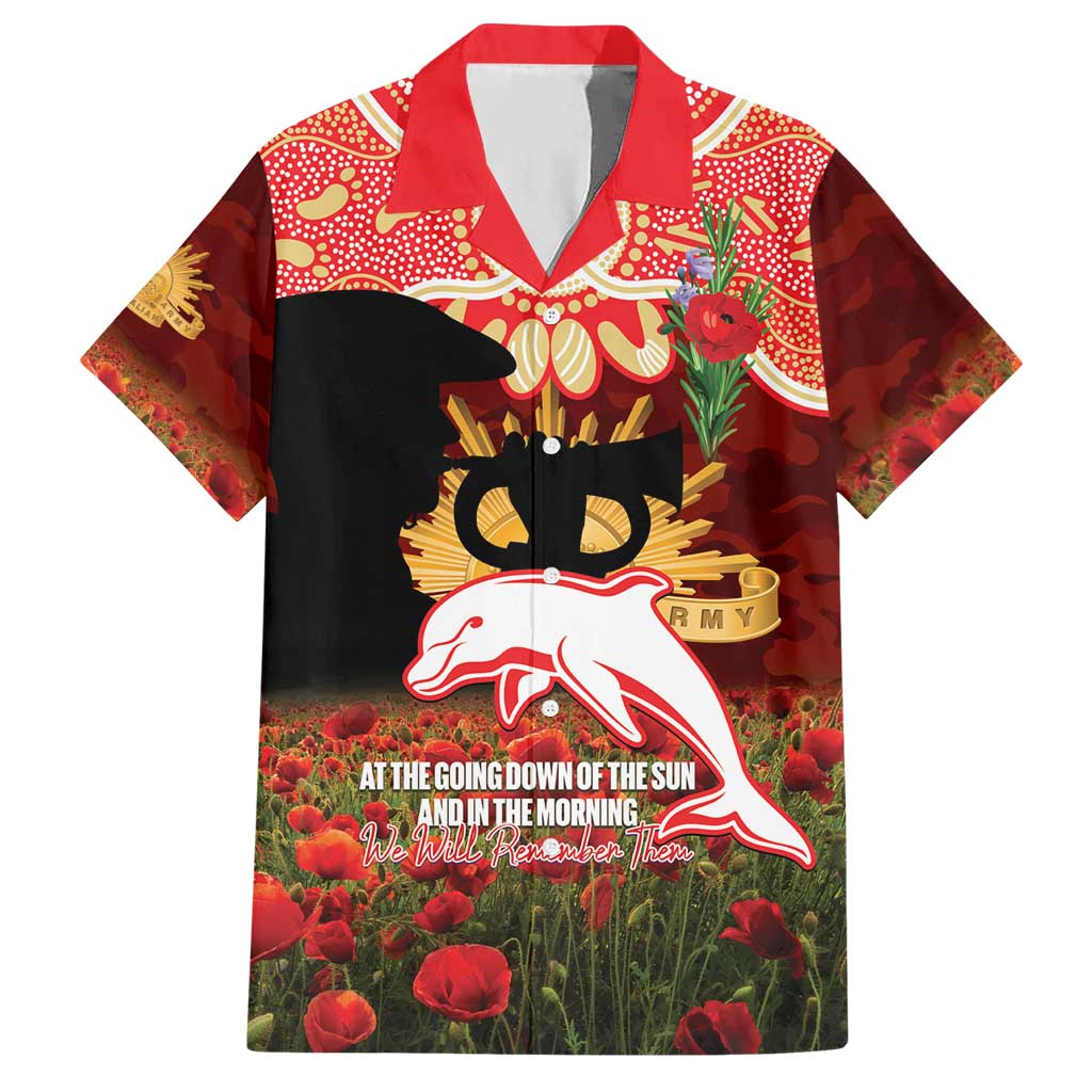 Personalised Dolphins Rugby ANZAC Day Hawaiian Shirt Last Post Poppy We Will Remember Them