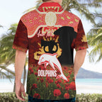 Personalised Dolphins Rugby ANZAC Day Hawaiian Shirt Last Post Poppy We Will Remember Them