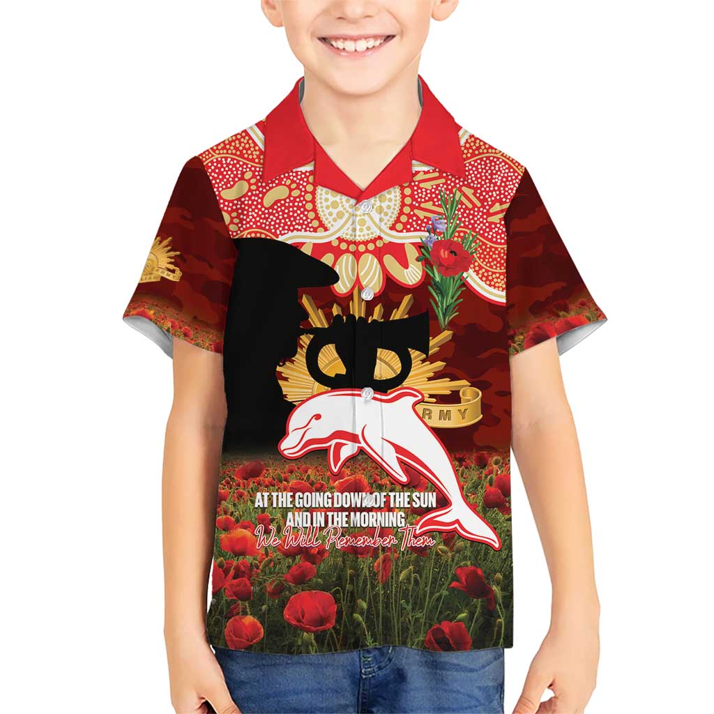 Personalised Dolphins Rugby ANZAC Day Hawaiian Shirt Last Post Poppy We Will Remember Them