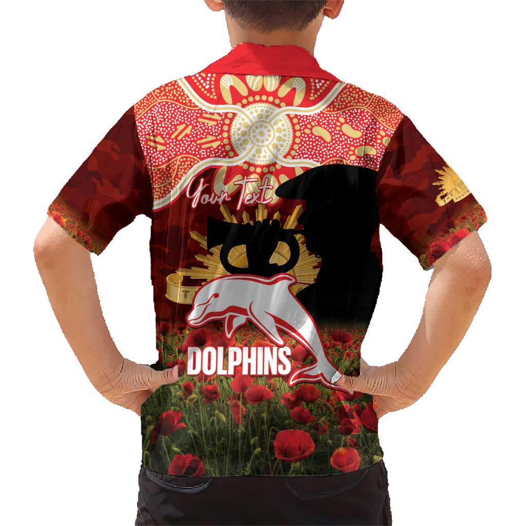 Personalised Dolphins Rugby ANZAC Day Hawaiian Shirt Last Post Poppy We Will Remember Them