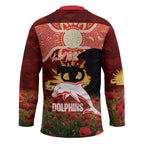 Personalised Dolphins Rugby ANZAC Day Hockey Jersey Last Post Poppy We Will Remember Them