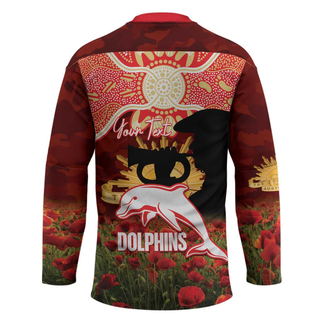 Personalised Dolphins Rugby ANZAC Day Hockey Jersey Last Post Poppy We Will Remember Them