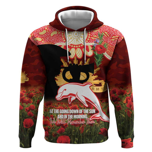 Personalised Dolphins Rugby ANZAC Day Hoodie Last Post Poppy We Will Remember Them