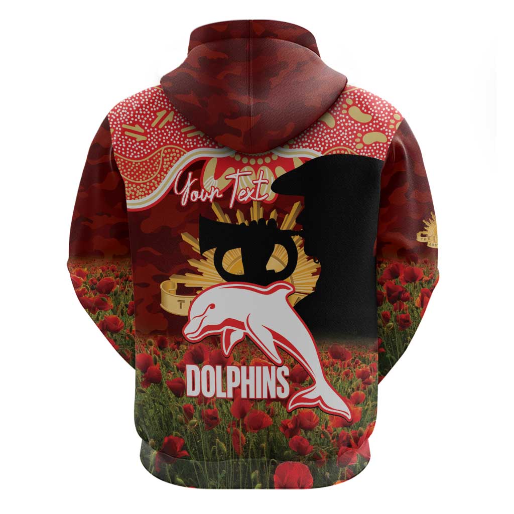Personalised Dolphins Rugby ANZAC Day Hoodie Last Post Poppy We Will Remember Them