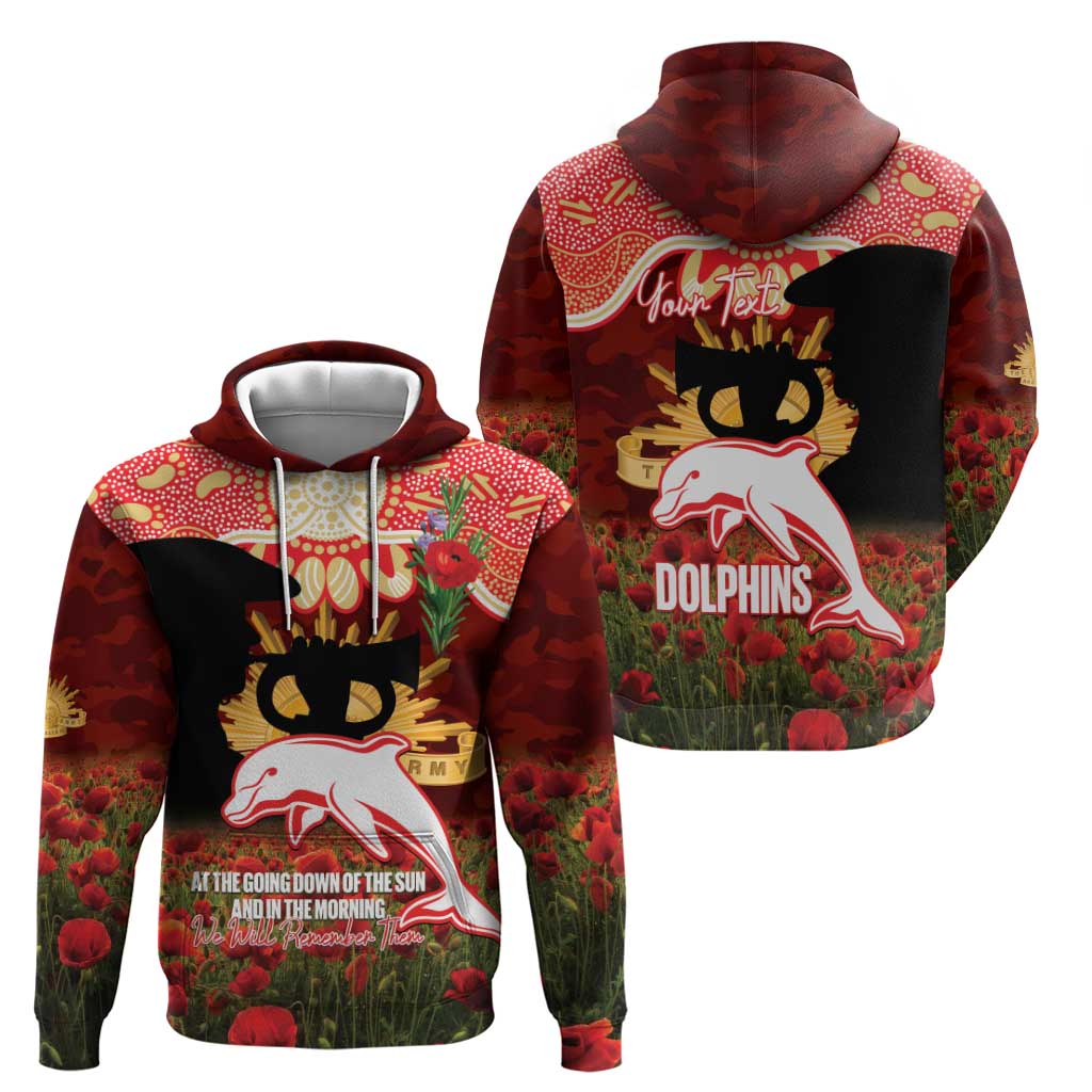Personalised Dolphins Rugby ANZAC Day Hoodie Last Post Poppy We Will Remember Them