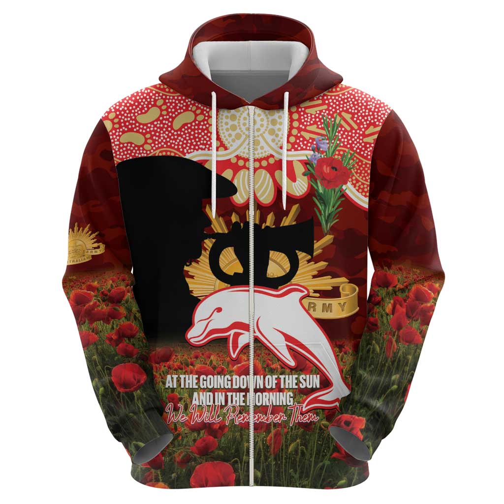 Personalised Dolphins Rugby ANZAC Day Hoodie Last Post Poppy We Will Remember Them