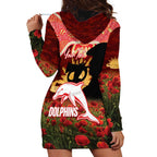 Personalised Dolphins Rugby ANZAC Day Hoodie Dress Last Post Poppy We Will Remember Them