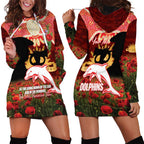 Personalised Dolphins Rugby ANZAC Day Hoodie Dress Last Post Poppy We Will Remember Them