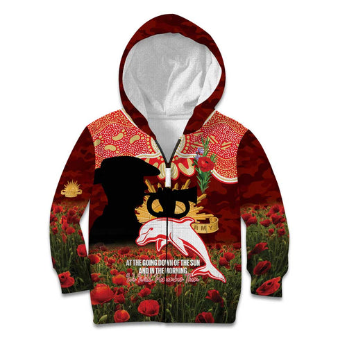 Personalised Dolphins Rugby ANZAC Day Kid Hoodie Last Post Poppy We Will Remember Them