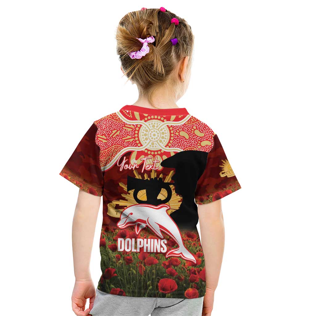 Personalised Dolphins Rugby ANZAC Day Kid T Shirt Last Post Poppy We Will Remember Them