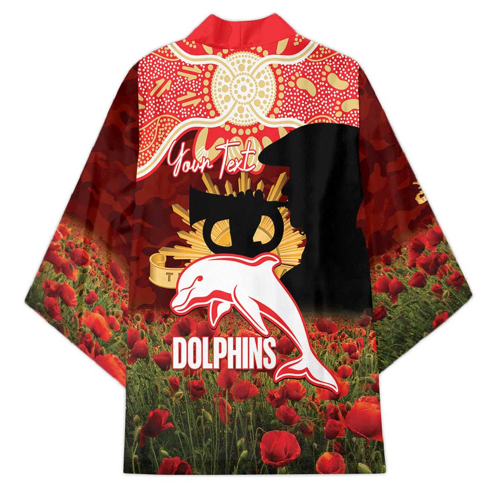 Personalised Dolphins Rugby ANZAC Day Kimono Last Post Poppy We Will Remember Them