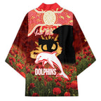 Personalised Dolphins Rugby ANZAC Day Kimono Last Post Poppy We Will Remember Them