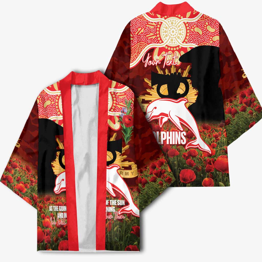 Personalised Dolphins Rugby ANZAC Day Kimono Last Post Poppy We Will Remember Them