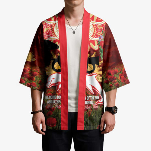 Personalised Dolphins Rugby ANZAC Day Kimono Last Post Poppy We Will Remember Them