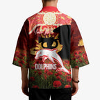 Personalised Dolphins Rugby ANZAC Day Kimono Last Post Poppy We Will Remember Them