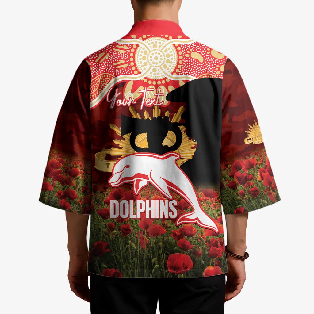 Personalised Dolphins Rugby ANZAC Day Kimono Last Post Poppy We Will Remember Them