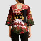 Personalised Dolphins Rugby ANZAC Day Kimono Sleeve Blouse Last Post Poppy We Will Remember Them