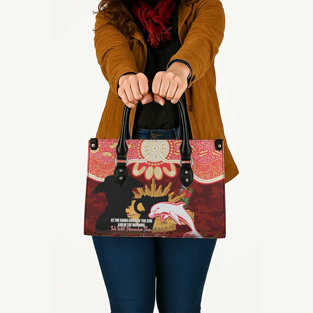 Personalised Dolphins Rugby ANZAC Day Leather Bag Last Post Poppy We Will Remember Them