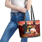 Personalised Dolphins Rugby ANZAC Day Leather Tote Bag Last Post Poppy We Will Remember Them