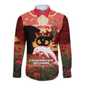 Personalised Dolphins Rugby ANZAC Day Long Sleeve Button Shirt Last Post Poppy We Will Remember Them