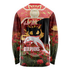 Personalised Dolphins Rugby ANZAC Day Long Sleeve Shirt Last Post Poppy We Will Remember Them
