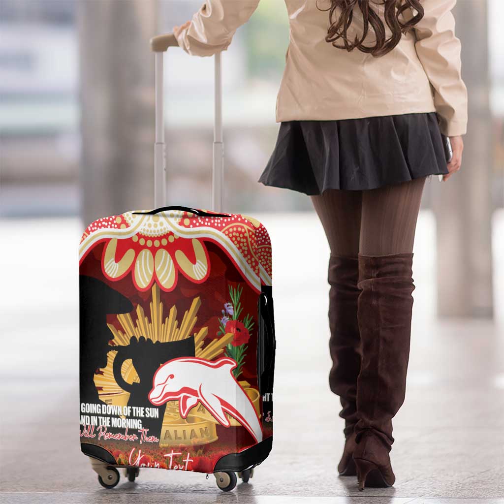Personalised Dolphins Rugby ANZAC Day Luggage Cover Last Post Poppy We Will Remember Them