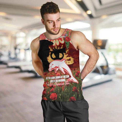 Personalised Dolphins Rugby ANZAC Day Men Tank Top Last Post Poppy We Will Remember Them
