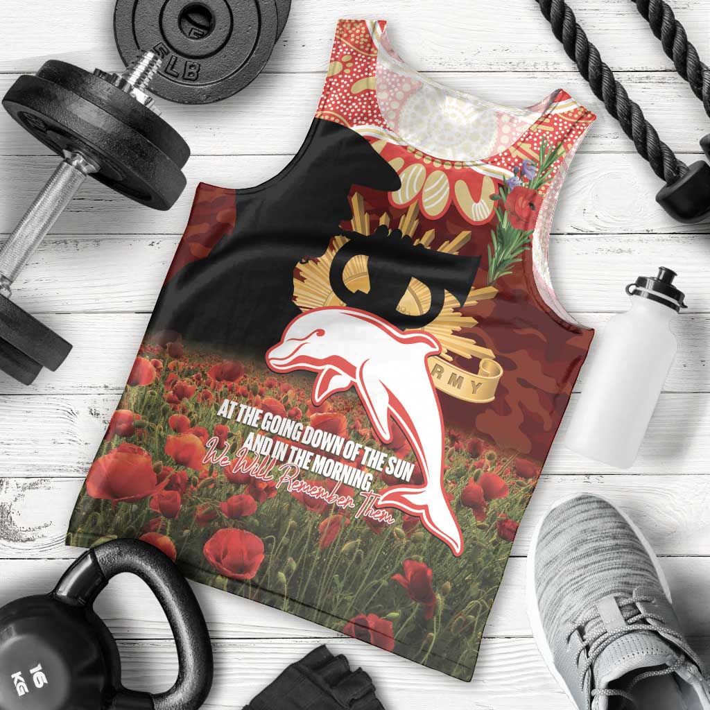 Personalised Dolphins Rugby ANZAC Day Men Tank Top Last Post Poppy We Will Remember Them