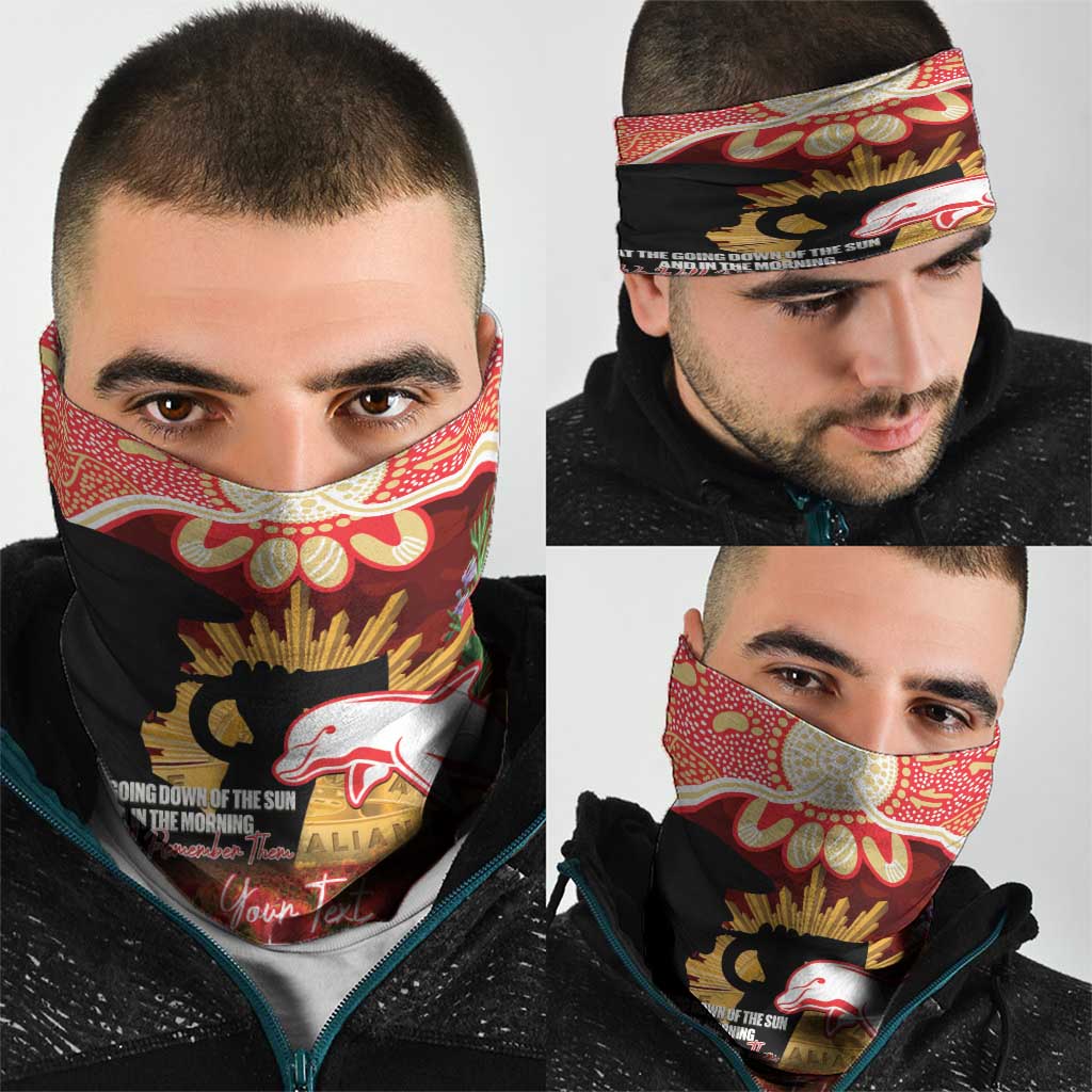 Personalised Dolphins Rugby ANZAC Day Neck Gaiter Last Post Poppy We Will Remember Them