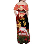 Personalised Dolphins Rugby ANZAC Day Off Shoulder Maxi Dress Last Post Poppy We Will Remember Them