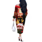 Personalised Dolphins Rugby ANZAC Day Off The Shoulder Long Sleeve Dress Last Post Poppy We Will Remember Them