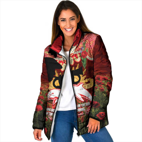 Personalised Dolphins Rugby ANZAC Day Padded Jacket Last Post Poppy We Will Remember Them