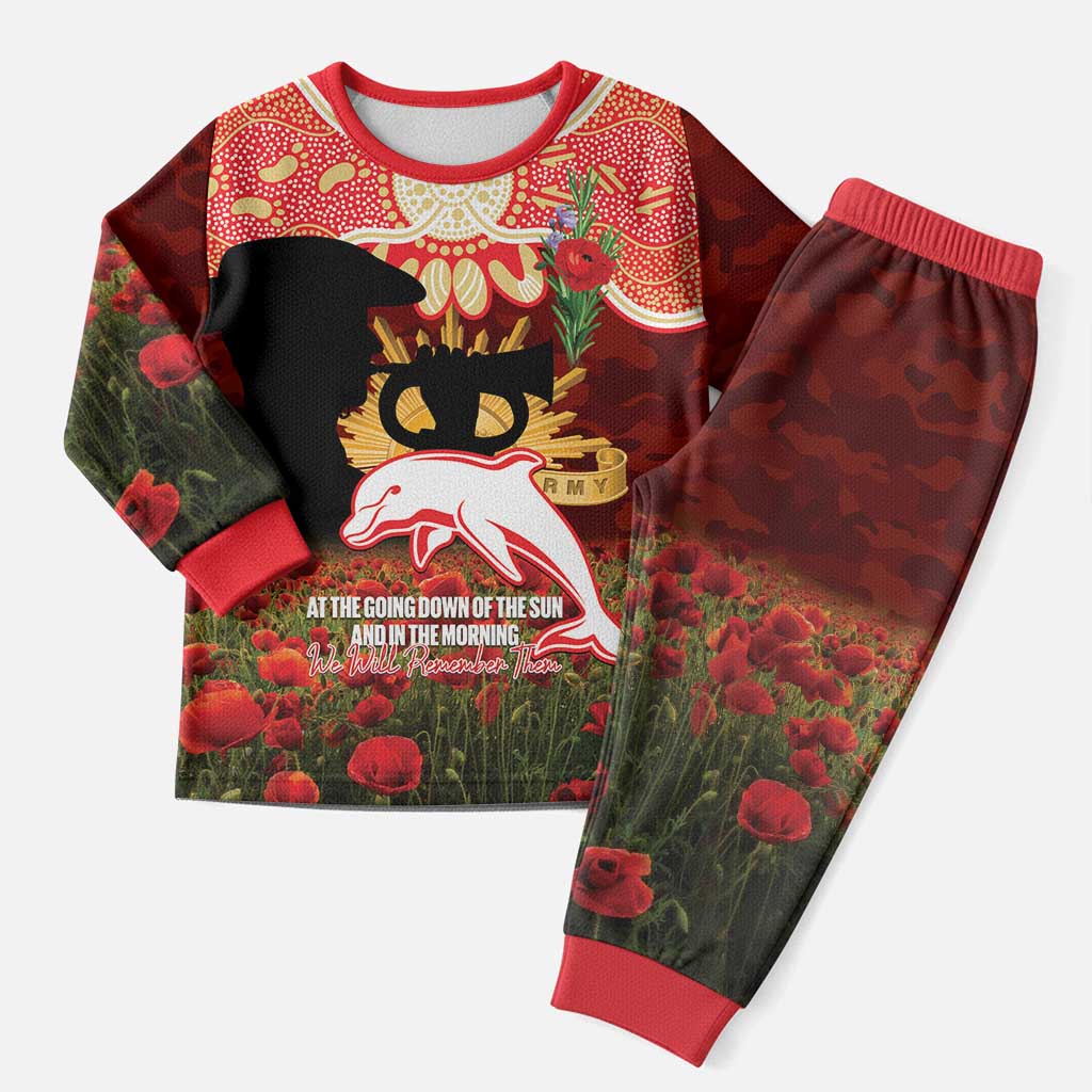 Personalised Dolphins Rugby ANZAC Day Pajama Set Last Post Poppy We Will Remember Them