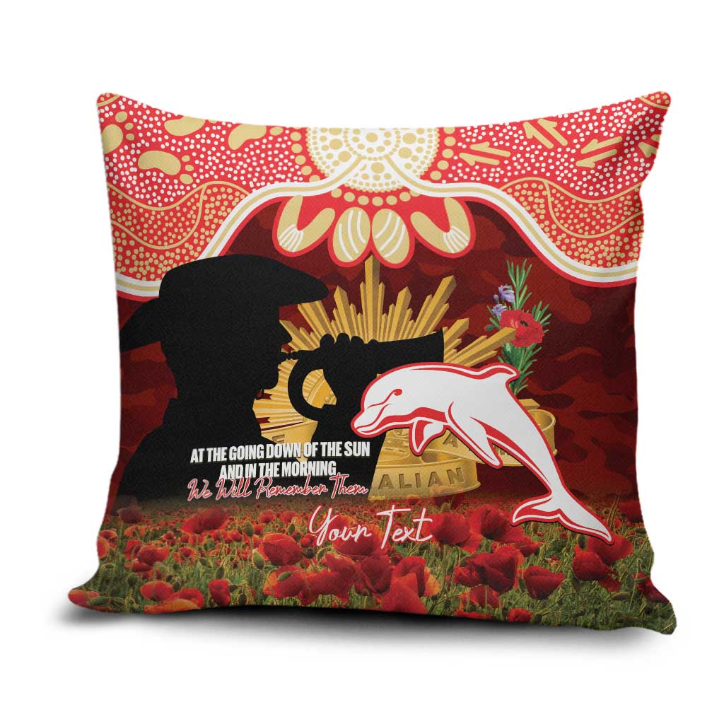 Personalised Dolphins Rugby ANZAC Day Pillow Cover Last Post Poppy We Will Remember Them