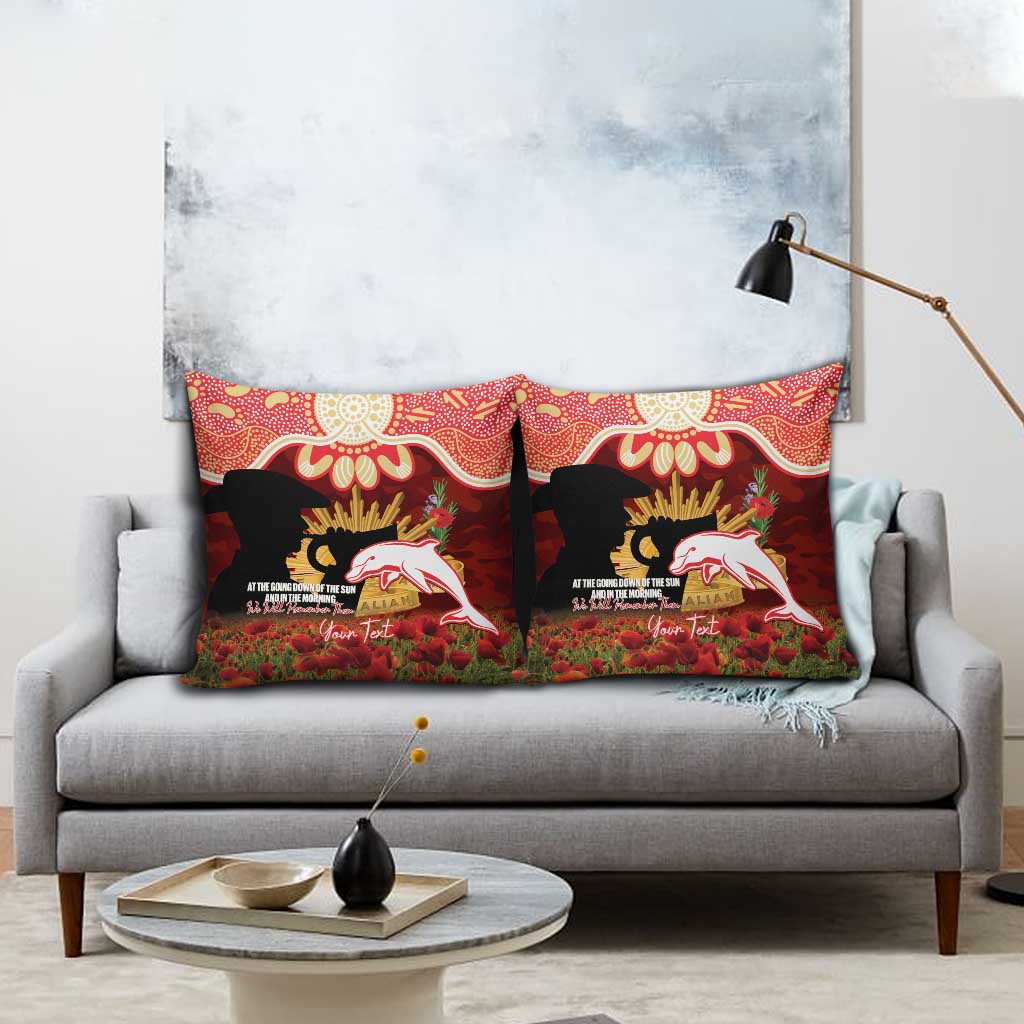 Personalised Dolphins Rugby ANZAC Day Pillow Cover Last Post Poppy We Will Remember Them