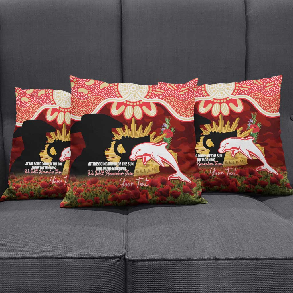 Personalised Dolphins Rugby ANZAC Day Pillow Cover Last Post Poppy We Will Remember Them