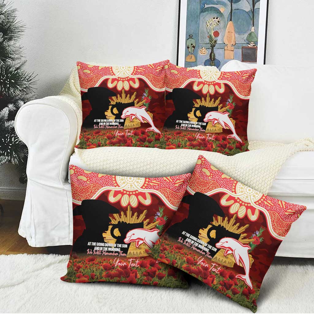 Personalised Dolphins Rugby ANZAC Day Pillow Cover Last Post Poppy We Will Remember Them