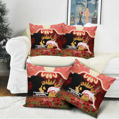 Personalised Dolphins Rugby ANZAC Day Pillow Cover Last Post Poppy We Will Remember Them