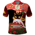 Personalised Dolphins Rugby ANZAC Day Polo Shirt Last Post Poppy We Will Remember Them