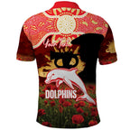 Personalised Dolphins Rugby ANZAC Day Polo Shirt Last Post Poppy We Will Remember Them