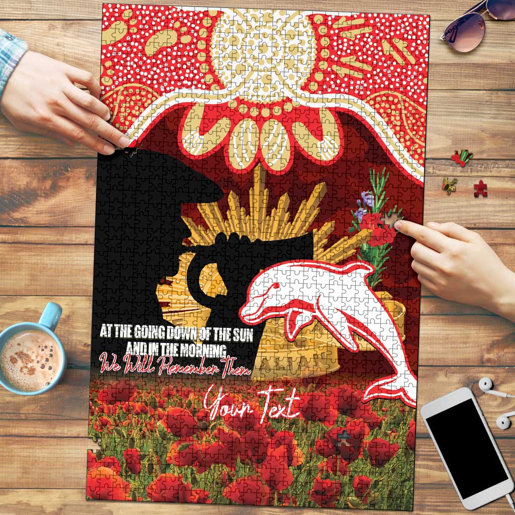 Personalised Dolphins Rugby ANZAC Day Puzzle Last Post Poppy We Will Remember Them