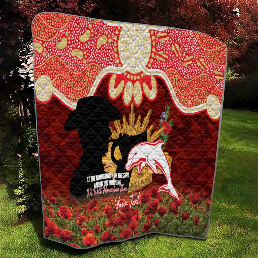 Personalised Dolphins Rugby ANZAC Day Quilt Last Post Poppy We Will Remember Them