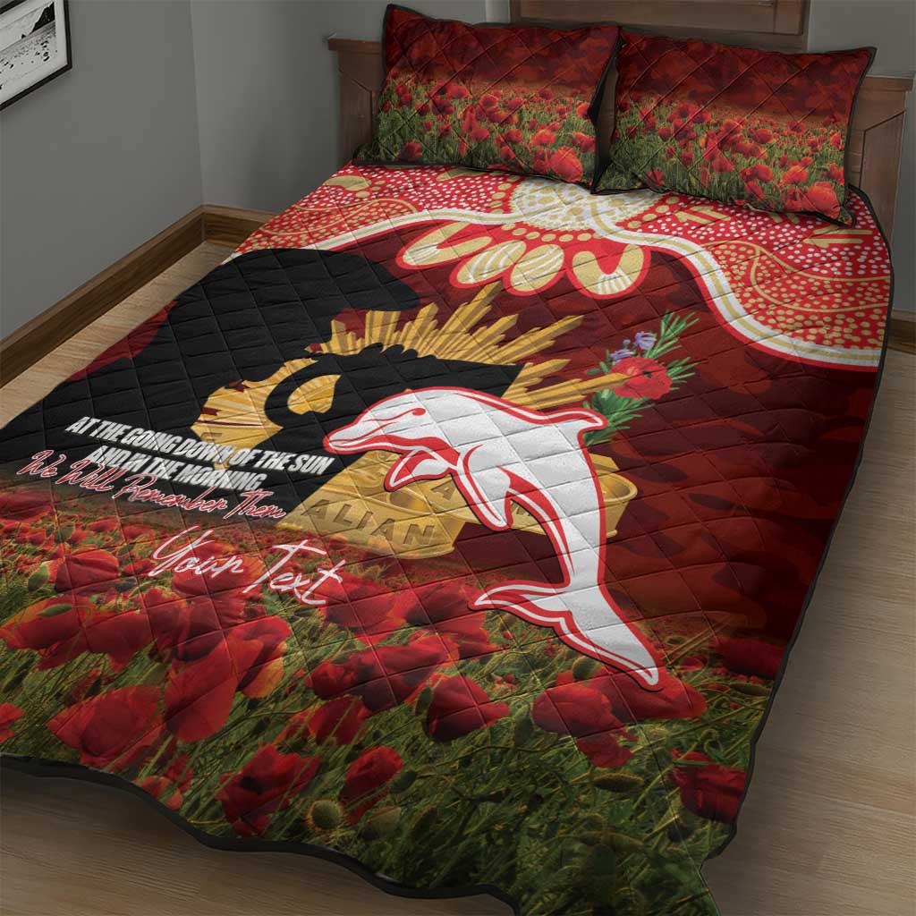 Personalised Dolphins Rugby ANZAC Day Quilt Bed Set Last Post Poppy We Will Remember Them