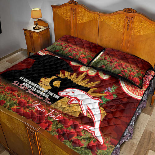 Personalised Dolphins Rugby ANZAC Day Quilt Bed Set Last Post Poppy We Will Remember Them