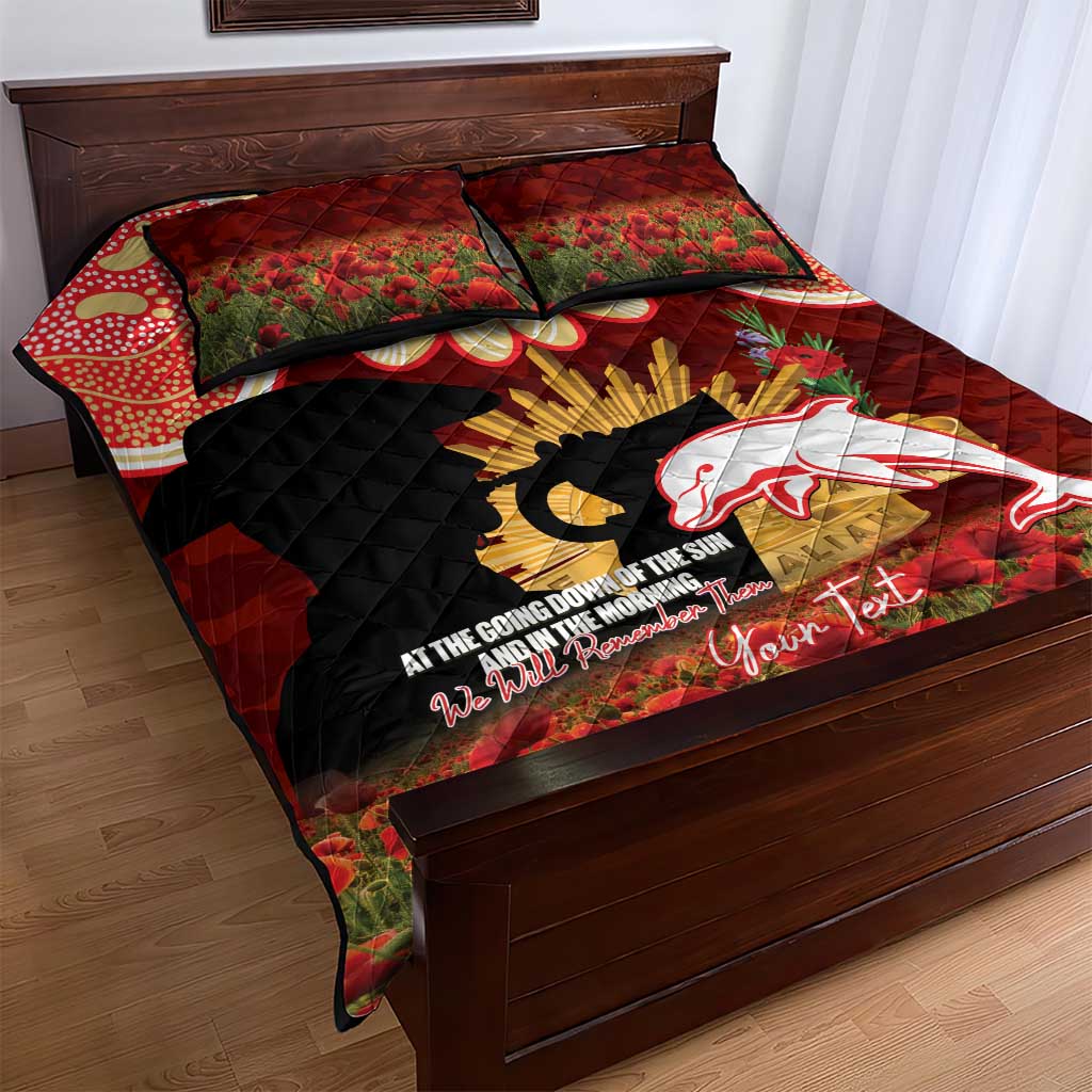 Personalised Dolphins Rugby ANZAC Day Quilt Bed Set Last Post Poppy We Will Remember Them