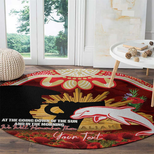 Personalised Dolphins Rugby ANZAC Day Round Carpet Last Post Poppy We Will Remember Them