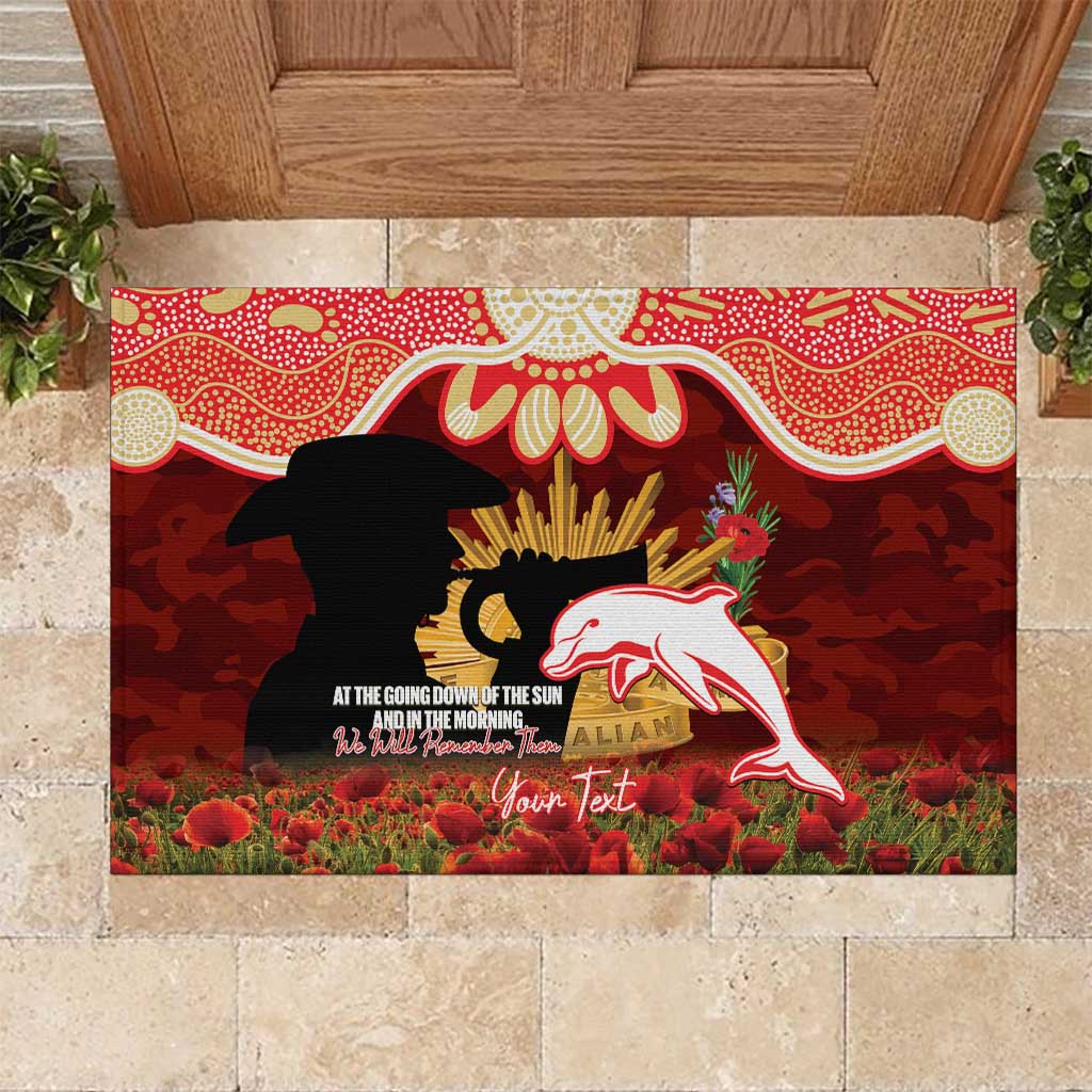 Personalised Dolphins Rugby ANZAC Day Rubber Doormat Last Post Poppy We Will Remember Them