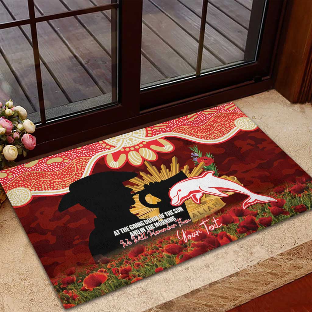 Personalised Dolphins Rugby ANZAC Day Rubber Doormat Last Post Poppy We Will Remember Them
