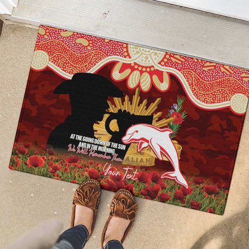 Personalised Dolphins Rugby ANZAC Day Rubber Doormat Last Post Poppy We Will Remember Them