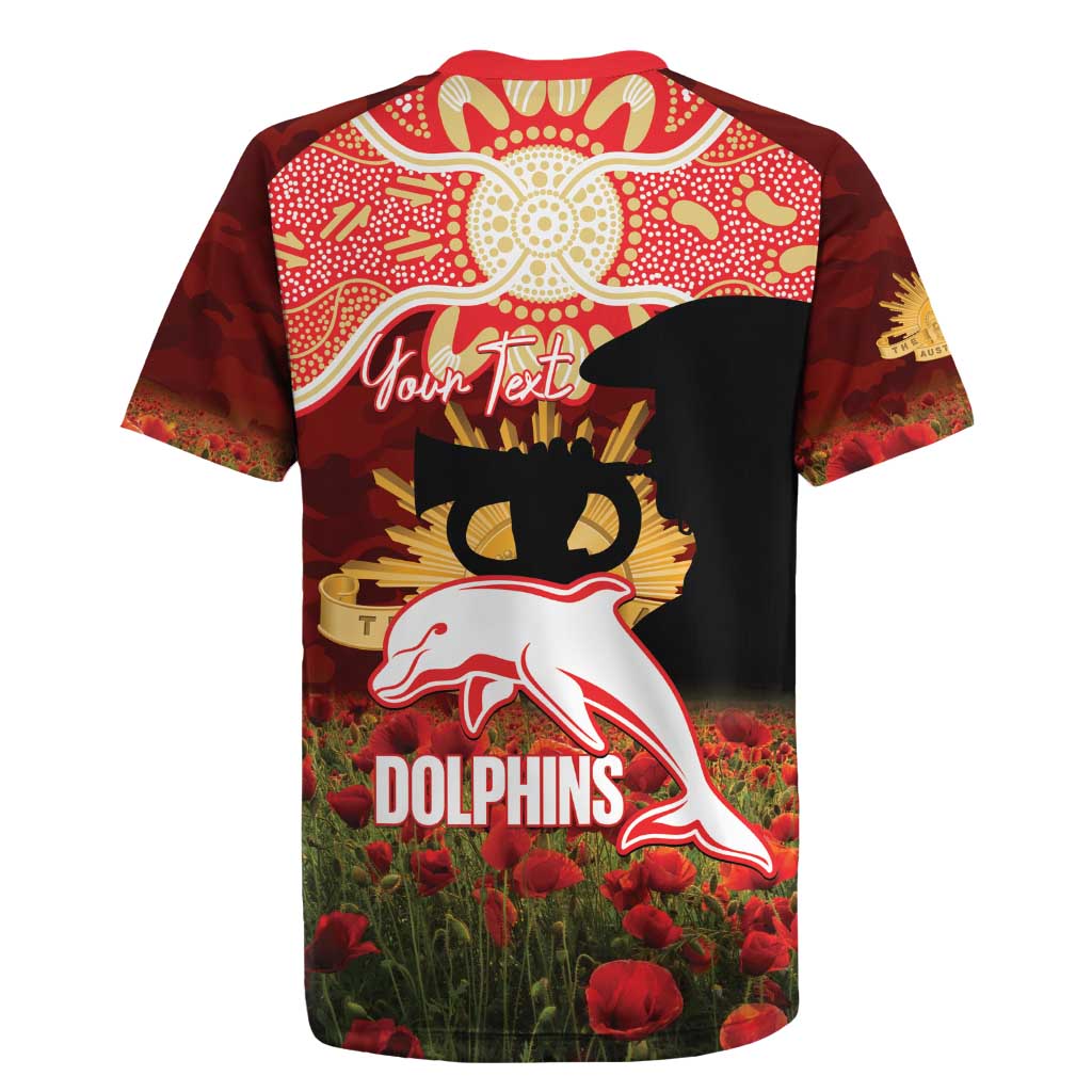 Personalised Dolphins Rugby ANZAC Day Rugby Jersey Last Post Poppy We Will Remember Them